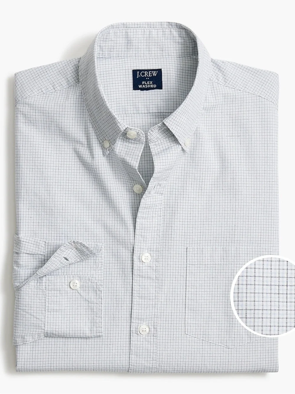 J crew white red plaid Classic-fit flex casual shirt